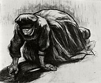 Peasant Woman, Kneeling, Possibly Digging Up Carrots, 1885, vangogh