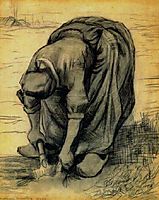 Peasant Woman, Stooping with a Spade, Digging Up Carrots, 1885, vangogh