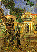 Pine Trees with Figure in the Garden of Saint-Paul Hospital , 1889, vangogh