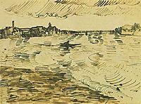 The Rhone with Boats and a Bridge, 1888, vangogh