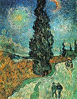 Road with Cypress and Star Sky, 1890, vangogh