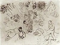 Sheet with Hands and Several Figures, 1890, vangogh