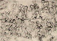 Sheet with Numerous Figure Sketches, 1890, vangogh