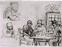 Sheet with Peasants Eating and Other Figures, vangogh
