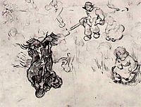 Sheet with Sketches of a Digger and Other Figures, 1890, vangogh