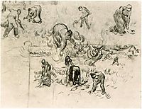 Sheet with Sketches of Working People, 1890, vangogh