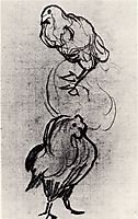 Sketches of a Hen and a Cock, 1890, vangogh