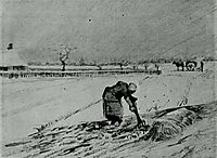 Snowy Landscape with Stooping Woman, vangogh
