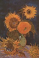 Still Life Vase with Five Sunflowers, 1888, vangogh