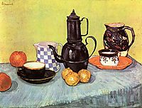Still Life with Blue Enamel Coffeepot, Earthenware and Fruit, 1888, vangogh