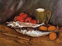 Still Life with Mackerels, Lemons and Tomatoes, 1886, vangogh