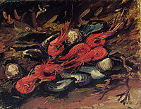 Still Life with Mussels and Shrimp , 1886, vangogh