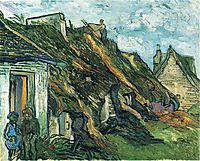 Thatched Sandstone Cottages in Chaponval, 1890, vangogh