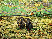 Two Peasant Women Digging in Field with Snow, 1890, vangogh