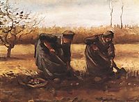 Two peasant women digging potatoes, 1885, vangogh