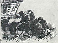 Weaver with Other Figures in Front of Loom, 1884, vangogh