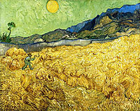 Wheat Field with Reaper and Sun, 1889, vangogh