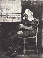 Woman Peeling Potatoes near a Window , 1881, vangogh