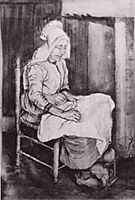 Woman Sewing , 1881, vangogh