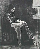 Woman with Shawl, Sewing, 1883, vangogh