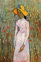Young Girl Standing Against a Background of Wheat, 1890, vangogh