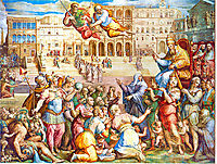 Catherine of Siena escorted pope Gregory XI at Rome on 17th January 1377, vasari