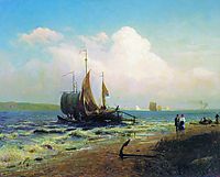 At the River. Windy Day, 1869, vasilyev