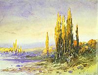 Lombardy Poplars on the Bank of a Lake. Evening, vasilyev