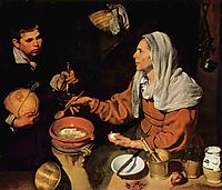 An Old Woman Cooking Eggs, 1618, velazquez