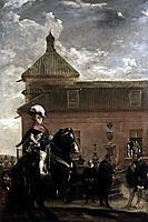 Prince Baltasar Carlos with the Count Duke of Olivares at the Royal Mews, c.1636, velazquez