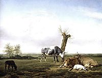 Cattle and Goats in a Meadow, 1658, veldeadriaen