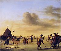 Golfers on the Ice near Haarlem, 1668, veldeadriaen