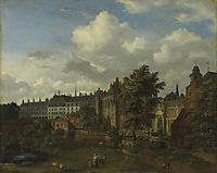 View of the ancient castle of the Dukes of Burgundy in Brussels, 1672, veldeadriaen