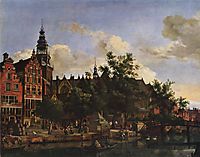 View of Oudezijds Voorburgwal with the Oude Kerk in Amsterdam, c.1670, veldeadriaen