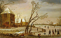 A Frozen River with Skaters, 1619, veldeesaias