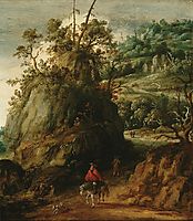 Mountainous landscape with traveller, c.1620, veldeesaias