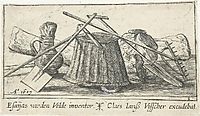Title page with  tools for cultivating the land, c.1617, veldeesaias