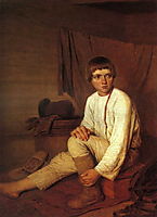 Peasant Boy Putting on Bast Sandals, venetsianov