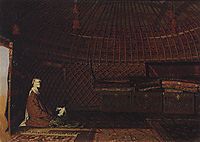 The interior of the yurt of rich Kirghiz, 1870, vereshchagin