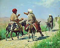 Mullah Rahim and Mullah Karim quarrel on his way to the market, 1873, vereshchagin