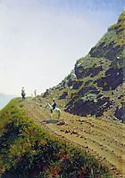 Nomadic road in the mountains of Ala Tau, 1870, vereshchagin