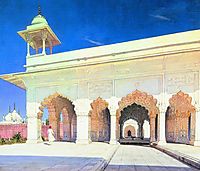 Throne Hall of the Great Mughal Shah Jahan and Aurang-Zeb in Delhi Fort , 1875, vereshchagin