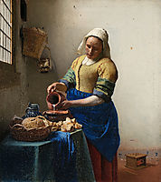 Milkmaid or the kitchen maid, 1658, vermeer