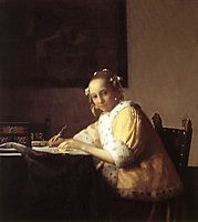 Young Woman Writing a Letter, 1665-1666, vermeer