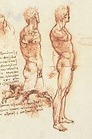 The anatomy of a male nude and a battle scene, c.1505, vinci