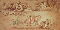 Drawing of an Assault Chariot with Scythes, vinci