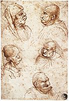 Five caricature heads, 1490, vinci