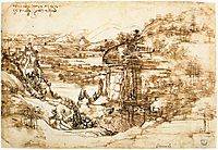 Landscape drawing for Santa Maria della Neve on 5th August 1473, 1473, vinci