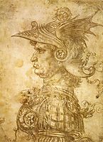 Profile of a warrior in helmet, 1472, vinci