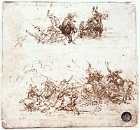 Study of battles on horseback and on foot, 1503-1504, vinci